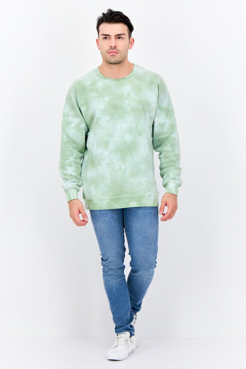Feat Men Crew Neck Tie Dye Long Sleeves Sweatshirt, Green - Image 4